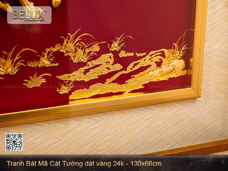 Tranh Bát Mã Cát Tường dát vàng 24k (130x66) – Biểu tượng của thành công và thịnh vượng